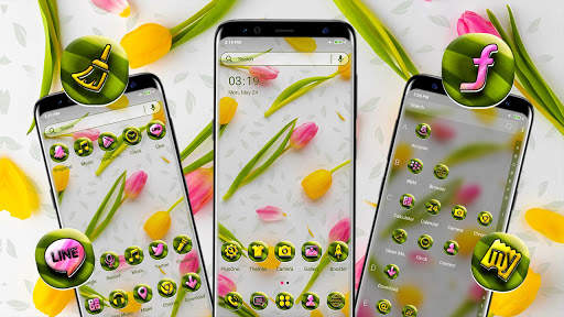 Yellow Pink Tulips Launcher Theme screenshot 4