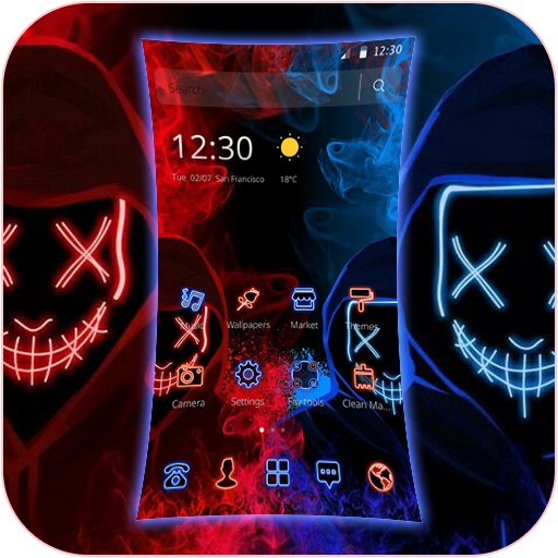 Blue Red Fire Led Mask Anonymous Theme icon