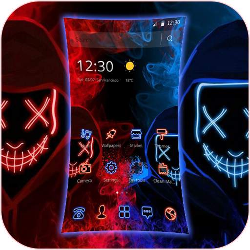 Blue Red Fire Led Mask Anonymous Theme 1.1.2