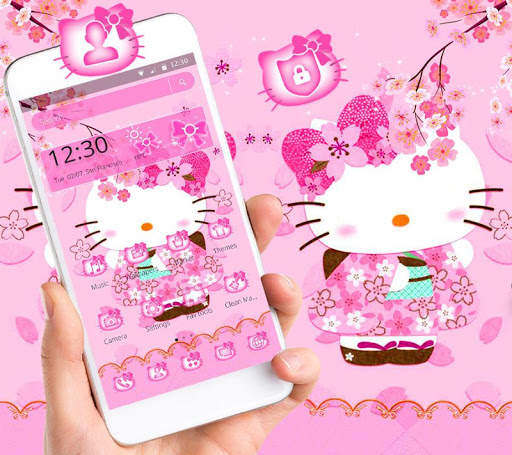 Pink Princess Kitty Launcher Theme😻 screenshot 1