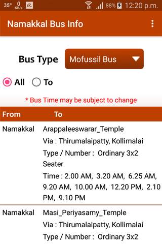 Namakkal Bus Info screenshot 1