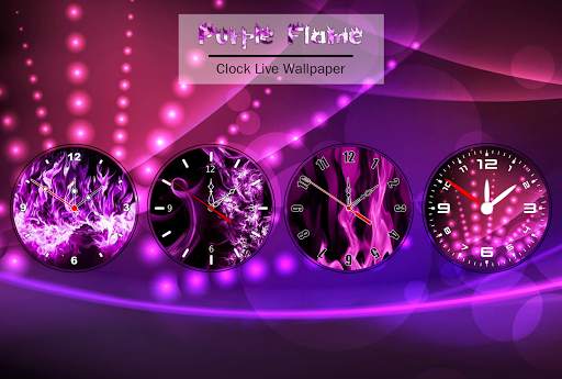 Purple Flame Clock Live Wallpaper screenshot 1
