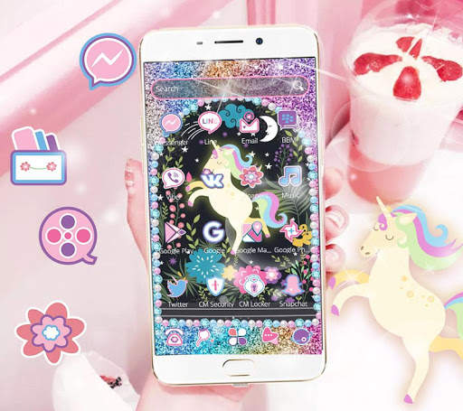 Diamond pearl shiny romantic unicorn theme screenshot 2