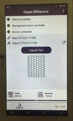 OASYS MFS100 RD Service 1 تصوير الشاشة