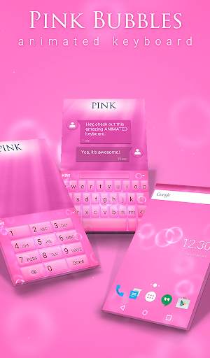 Pink Bubbles Animated Keyboard   Live Wallpaper screenshot 1