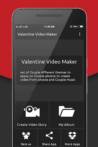 Valentin Day Video Maker Music screenshot 1