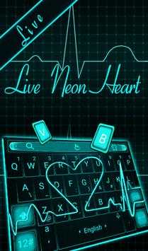 Live 3D Neon Blue Love Heart Keyboard Theme screenshot 2