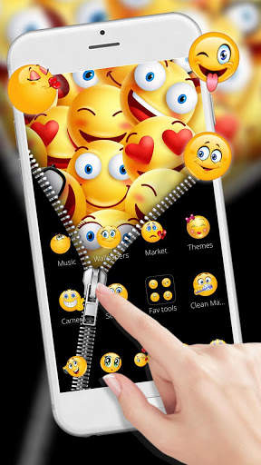 Smiley Emoji Zipper Themes HD Wallpapers 3D icons screenshot 3