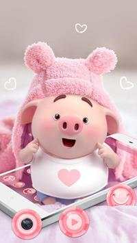 Cute Pink Cartoon Piggy Theme screenshot 3