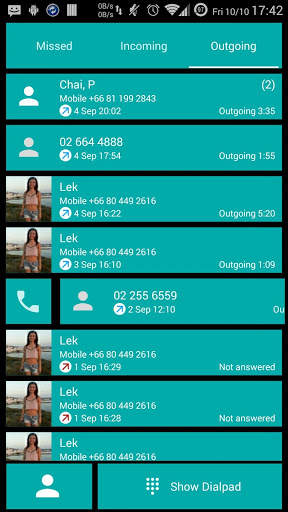 Dialer theme Cards Teal screenshot 3