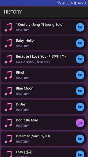 Lyrics for HISTORY (Offline) screenshot 1