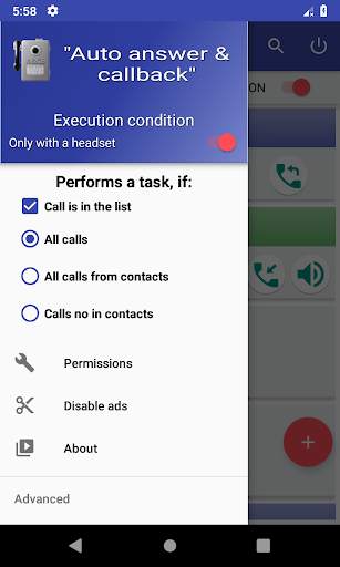 Auto answer & callback (hands free) screenshot 1