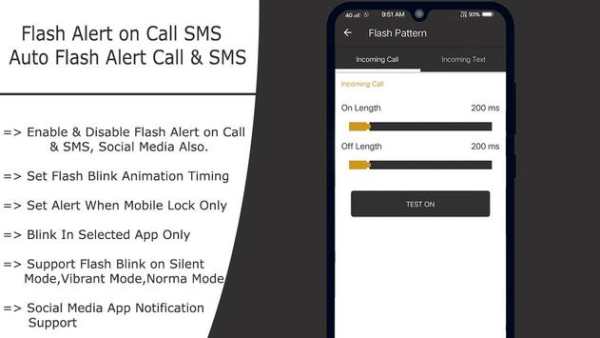 Flash on Call and SMS : Automatic flashlight 2019 screenshot 5