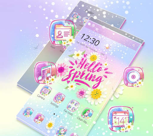Pink Aesthetic Hello Spring Words Theme screenshot 3