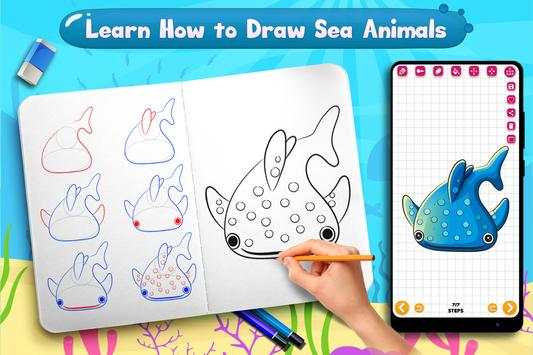Learn to Draw Cute Sea Animals screenshot 1