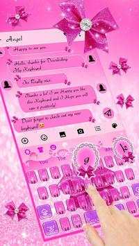 Glitter Pink Ikatan Simpul Keyboard Tema screenshot 2