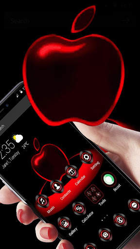 Red Neon Apple Dark APUS Launcher Theme screenshot 3
