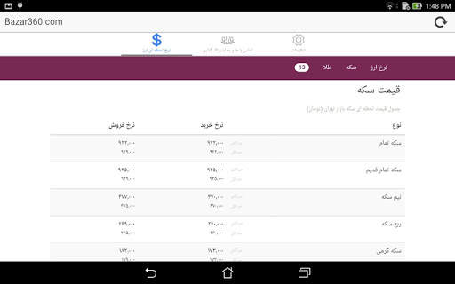 Bazar360 نرخ لحظه ای ارز و سکه screenshot 12