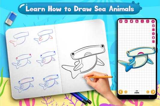 Learn to Draw Cute Sea Animals screenshot 3