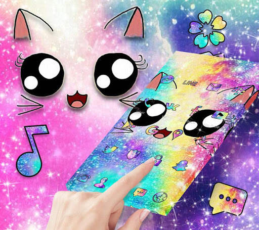 Galaxy Cute Kitty Sparkle Theme screenshot 3