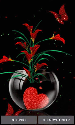 Heart Flowers Pot LWP screenshot 1