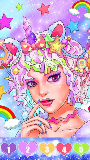 Unicorn color by number: Coloring games offline screenshot 4