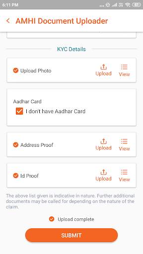 HDFC ERGO Health Claims docUpl screenshot 1
