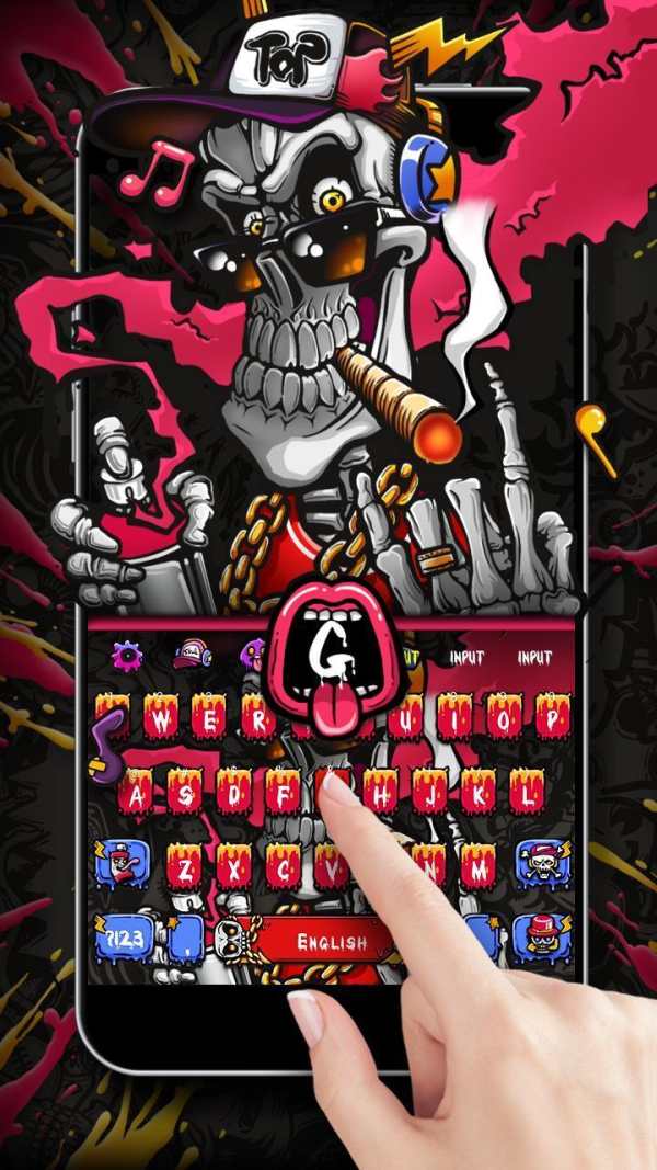 Hip Hop Skull Keyboard Theme screenshot 1