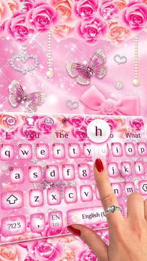 Pink Rose Diamond Keyboard Theme screenshot 2