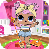 Princess Dolls Pink Cleaning icon
