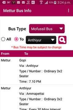 Mettur Bus Info screenshot 2
