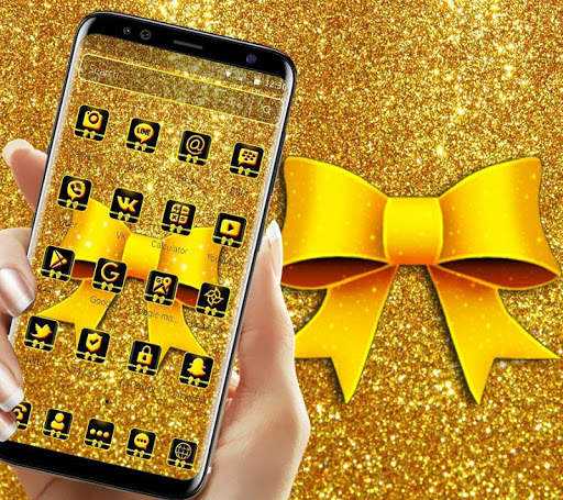 Golden Glitter Ribbon Theme 🎀 screenshot 2