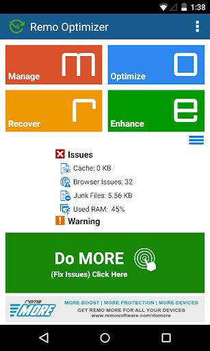 Remo Optimizer - FREE screenshot 1