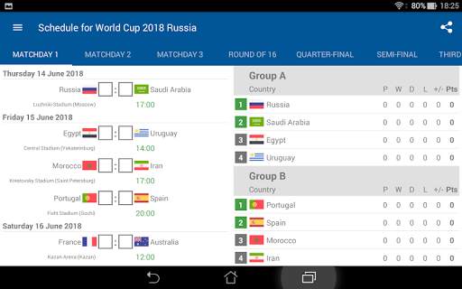 Schedule for World Cup 2018 Ru screenshot 8