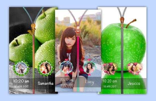 Green apple Zipper Lock Screen screenshot 1
