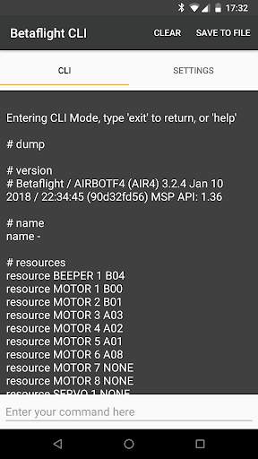 Betaflight CLI screenshot 1
