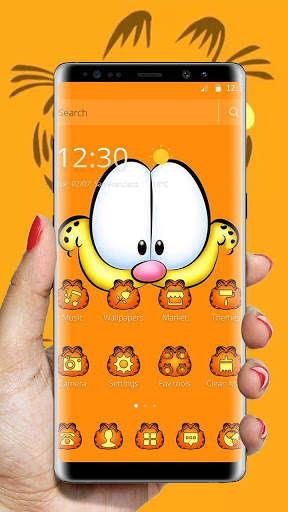 Orange Cartoon Cute Lazy Cat Theme screenshot 2