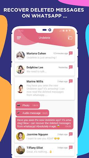 Undelete - Recover deleted messages on WhatsApp screenshot 1
