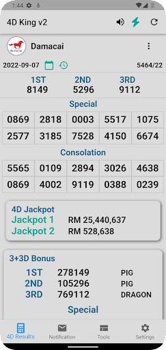 4D King v2 Live 4D Results screenshot 1