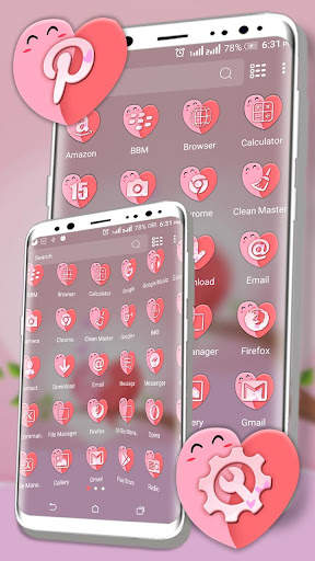 Love Heart Pink Launcher Theme screenshot 2