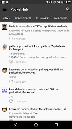 PocketHub for GitHub 2 تصوير الشاشة