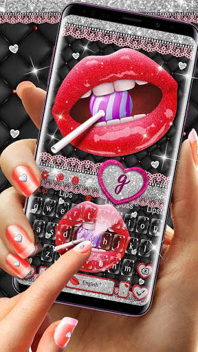Giltter Red Lip Keyboard screenshot 2