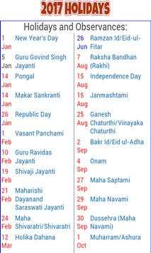 2017 Holiday Calendar India screenshot 4