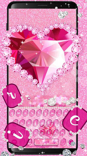 Diamond Pink Glitter Heart Keyboard स्क्रीनशॉट 2