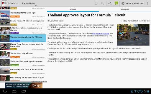 Freader1 - Formula Racing News screenshot 1