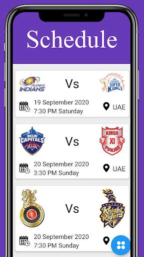 IPL 2020 Schedule, Point Table and Players List screenshot 1