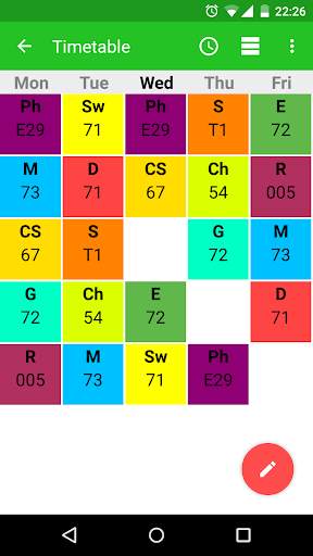 Timetable screenshot 2