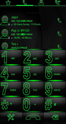 THEME SWIPE DIALER SPETRA GREEN GLASS screenshot 1