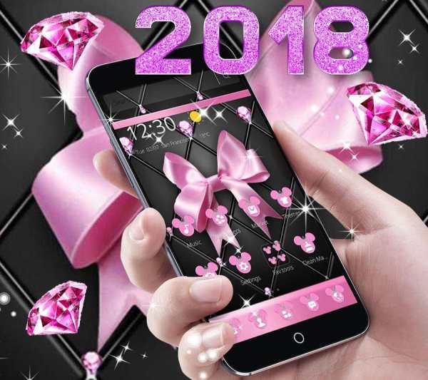 Pink Black Minny Bowknot Theme screenshot 1
