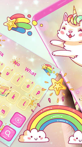 Pink Rainbow Cat Unicorn Keyboard Theme screenshot 3